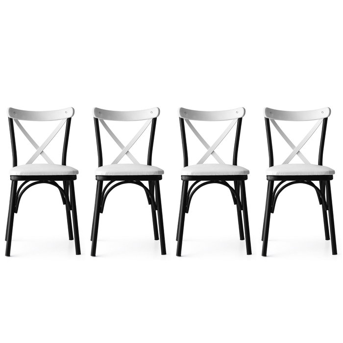 Hanah Home Ekol - 1334 V4 Juego de 4 sillas blancas Hanah Home Ekol - 1334 V4 Juego de 4 sillas blancas